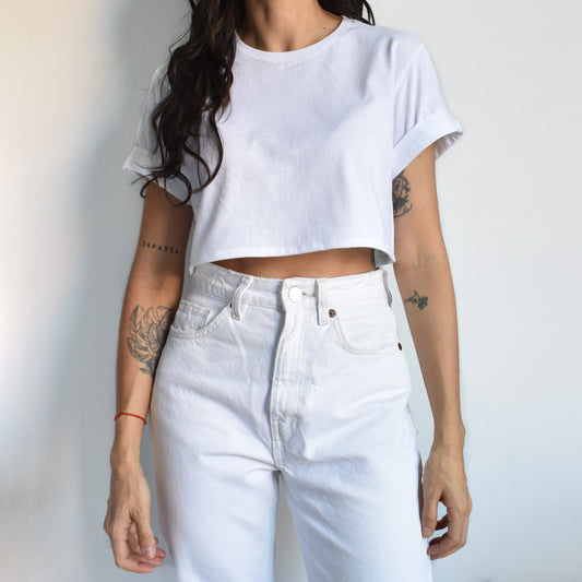 Crop T-shirt Blanco